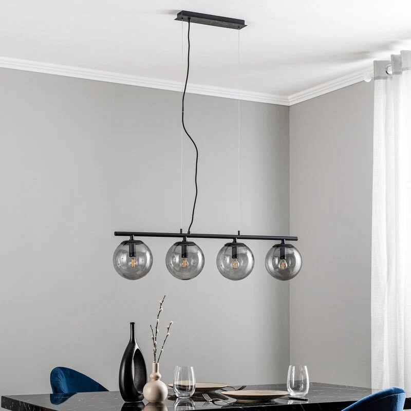 B-Ware Lucande Sotiana Hängelampe Hängelampe Lampe Leuchte 4 Glaskugeln schwarz 40W E14