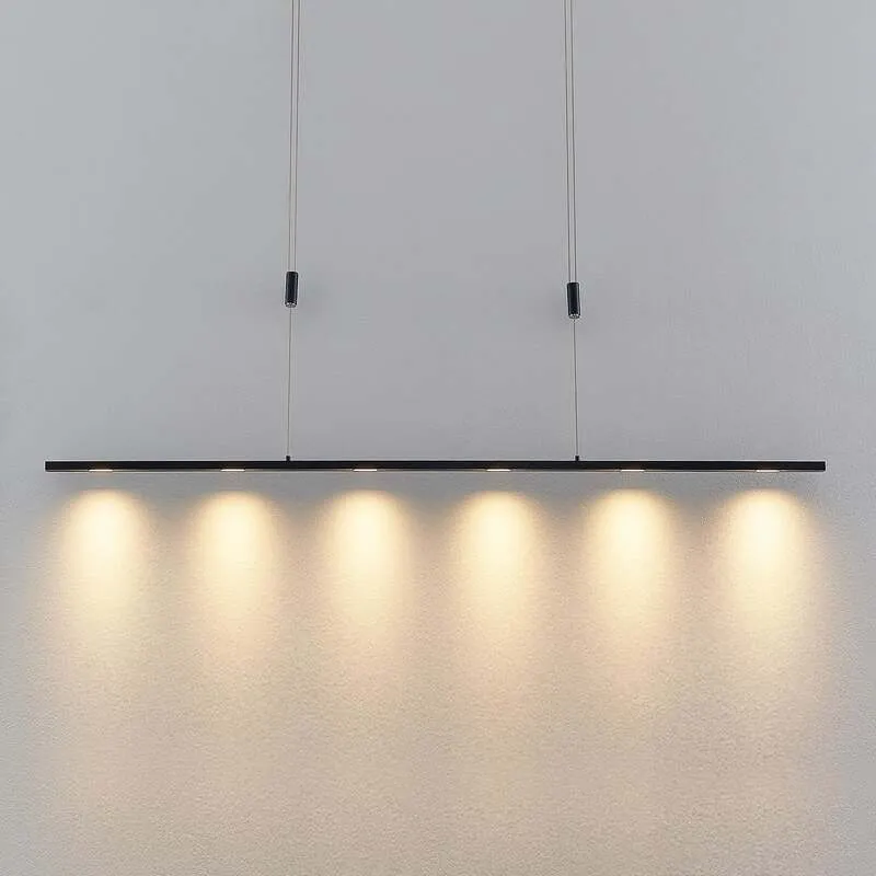 B-Ware Lucande Pendelleuchte Hängeleuchte Stakato LED dimmbar schwarz matt 140cm 6-flg