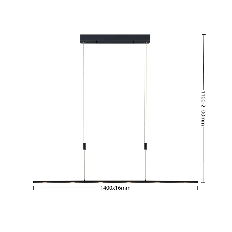 B-Ware Lucande Pendelleuchte Hängeleuchte Stakato LED dimmbar schwarz matt 140cm 6-flg