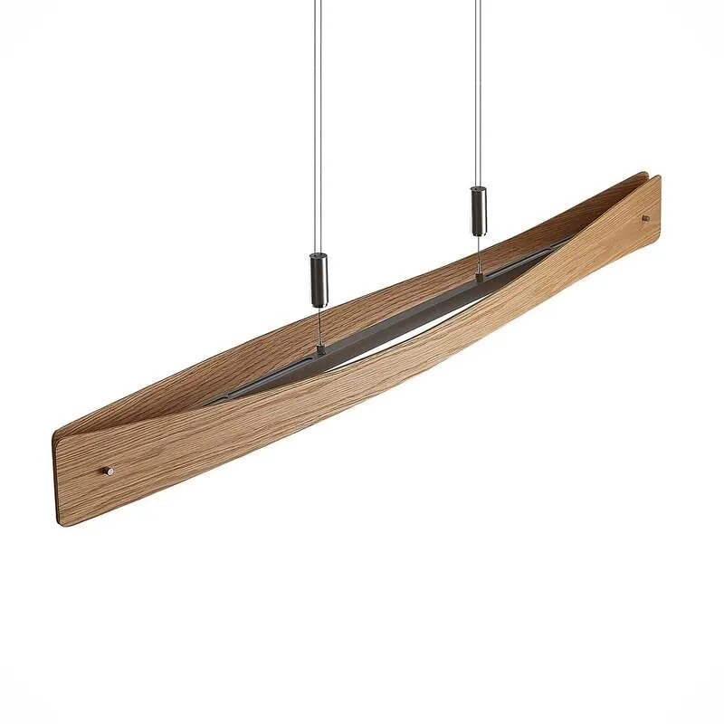 B-Ware Lindby Hängeleuchte Beazina LED Pendelleuchte dimmbar Eiche Metall 118cm nickel