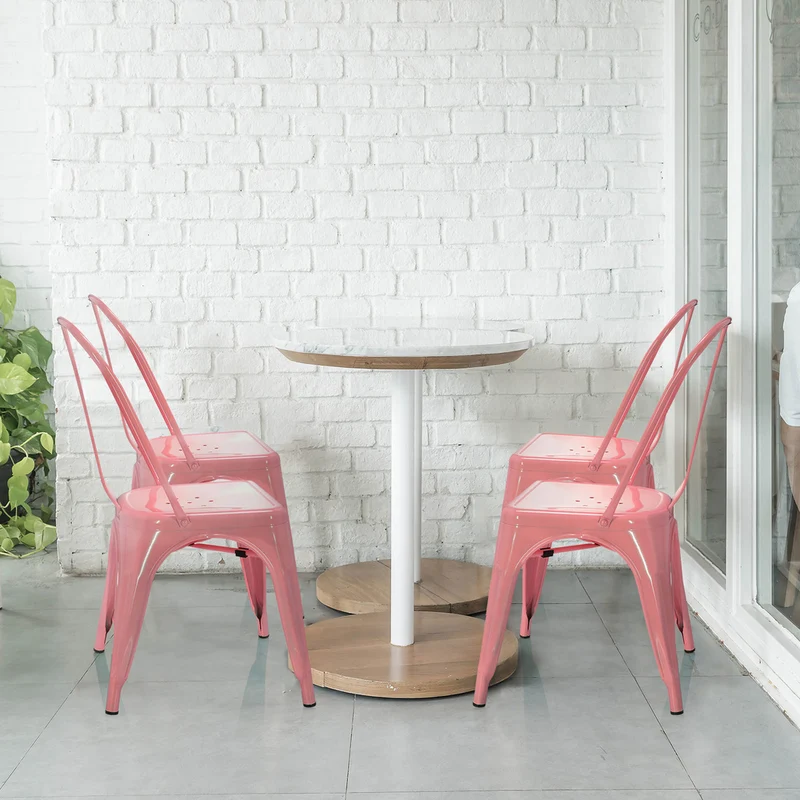 B-Ware hjh OFFICE Stuhl Bistrostuhl Sitzgelegenheit rosa stapelbar Gastronomie