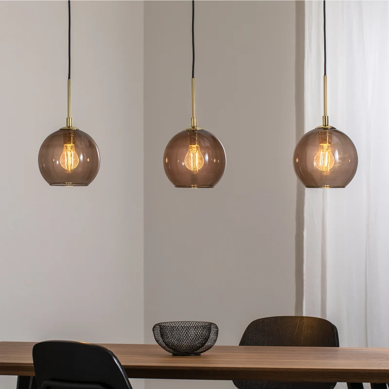 B-Ware Argon Hängelampe Dulce rauchgrau schwarz Glas 3-flg Deckenlampe Deckenleuchte