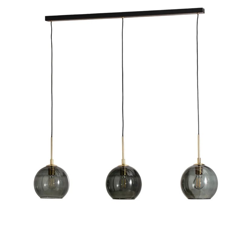 B-Ware Argon Hängelampe Dulce rauchgrau schwarz Glas 3-flg Deckenlampe Deckenleuchte