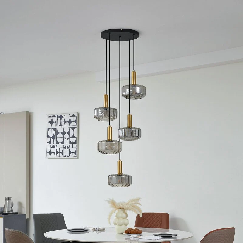 B-Ware Lindby Hängeleuchte Hildur Ø 22 cm rauchgrau Glas Deckenlampe Lampe Leuchte Spot