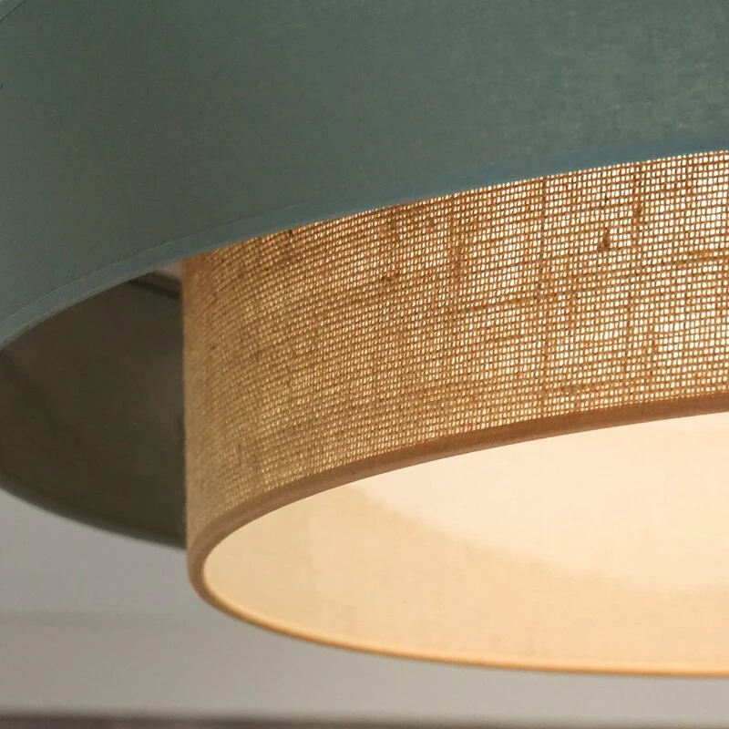 B-Ware Luneta Deckenleuchte Lampe LED Fernbedienung Textil grün beige dimmbar 60 cm829