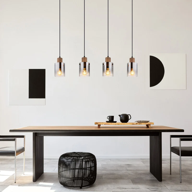 B-Ware Globo Hängeleuchte Pendelleuchte Lampe rauchgrau MDF Länge 105 cm braun