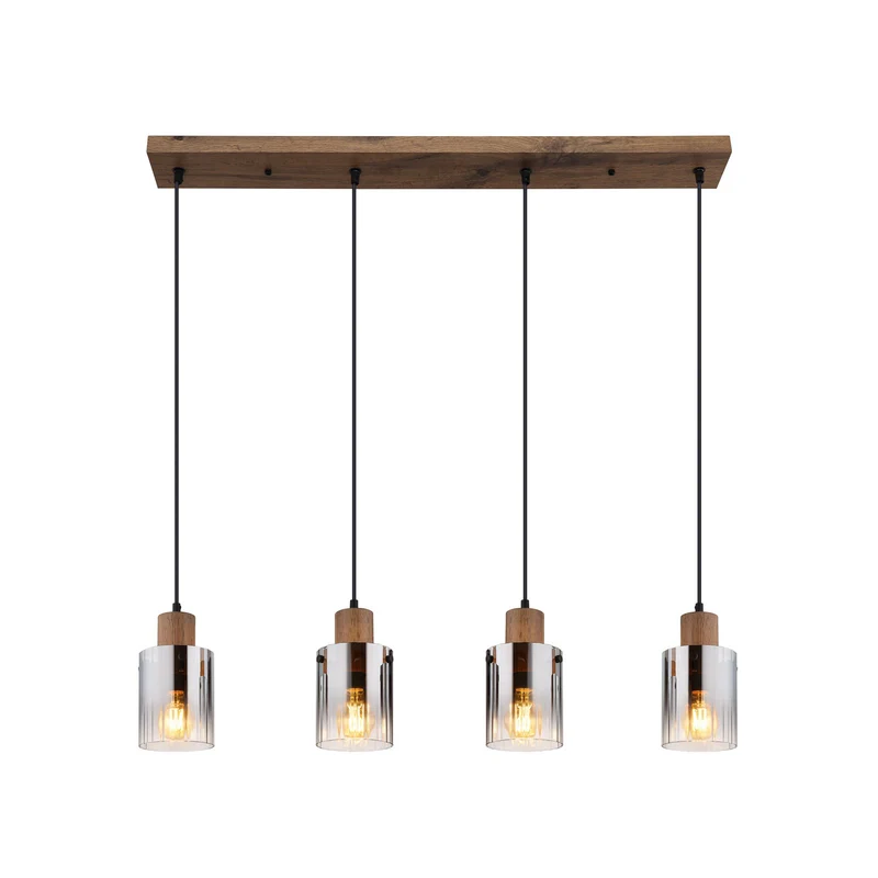 B-Ware Globo Hängeleuchte Pendelleuchte Lampe rauchgrau MDF Länge 105 cm braun