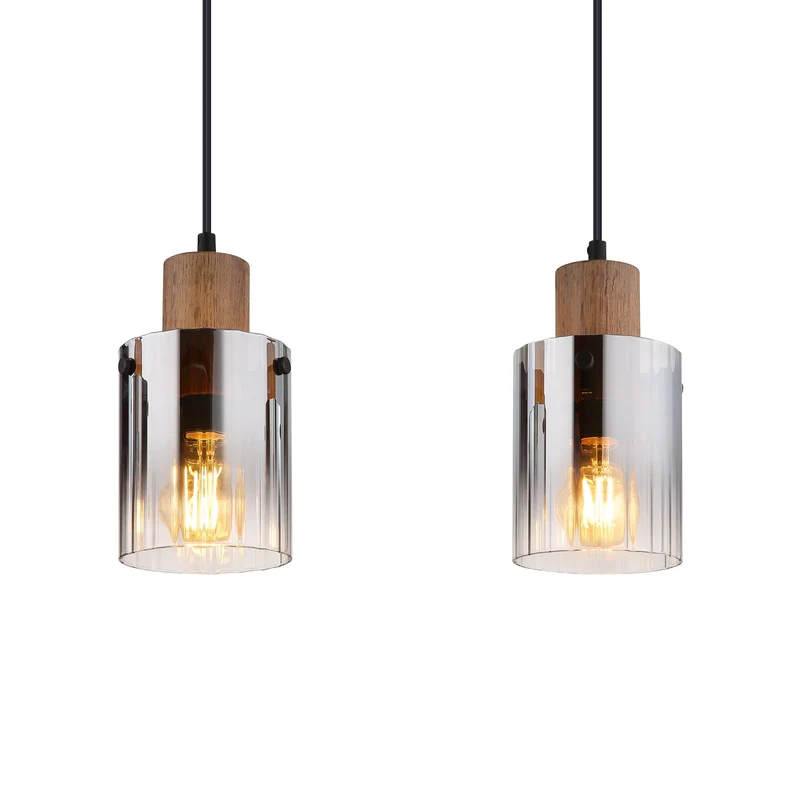 B-Ware Globo Hängeleuchte Pendelleuchte Lampe rauchgrau MDF Länge 105 cm braun