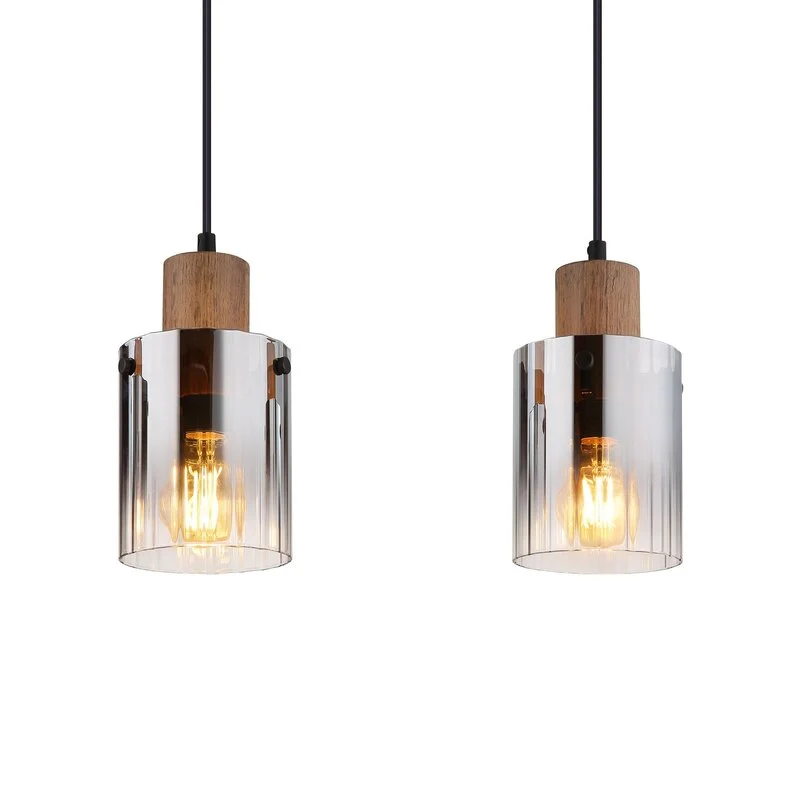 B-Ware Globo Hängeleuchte Pendelleuchte Lampe rauchgrau MDF Länge 105 cm braun