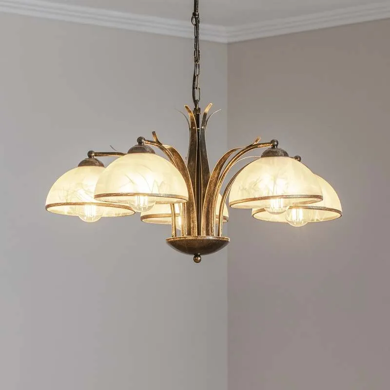B-Ware Kronleuchter Korfu Leuchte Lampe 5-flg Ø 68 cm goldfarben antik Esszimmer