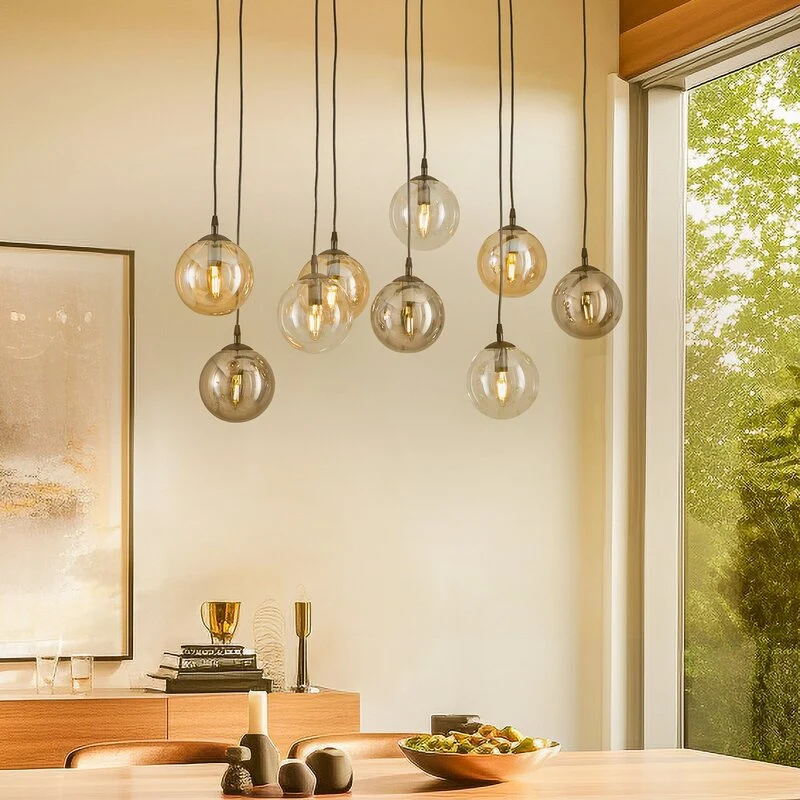B-Ware Hängeleuchte Glassy schwarz grafit amber klar E14 Deckenlampe Deckenleuchte