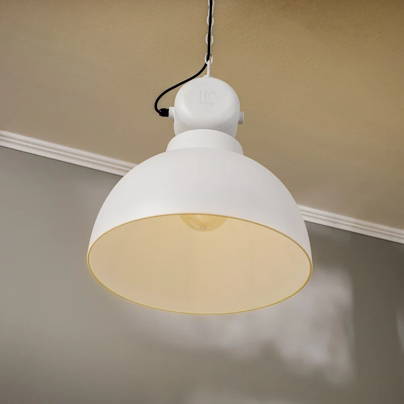 B-Ware HKliving Hängeleuchte Pendelleuchte Metall weiß matt Factory L Lampe Ø 50 cm