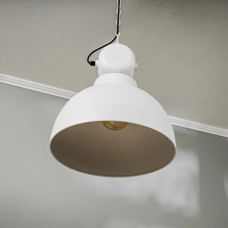 B-Ware HKliving Hängeleuchte Pendelleuchte Metall weiß matt Factory L Lampe Ø 50 cm