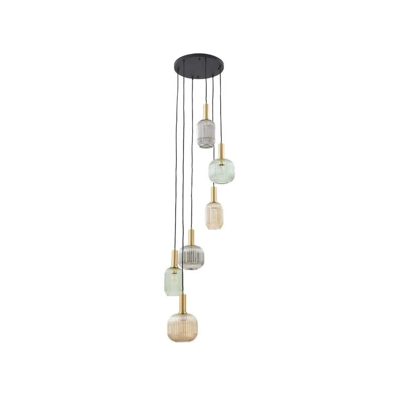 B-Ware Lindby Hängeleuchte Doroteo amber grau Glas Deckenlampe Lampe SIEHE TEXT/FOTO