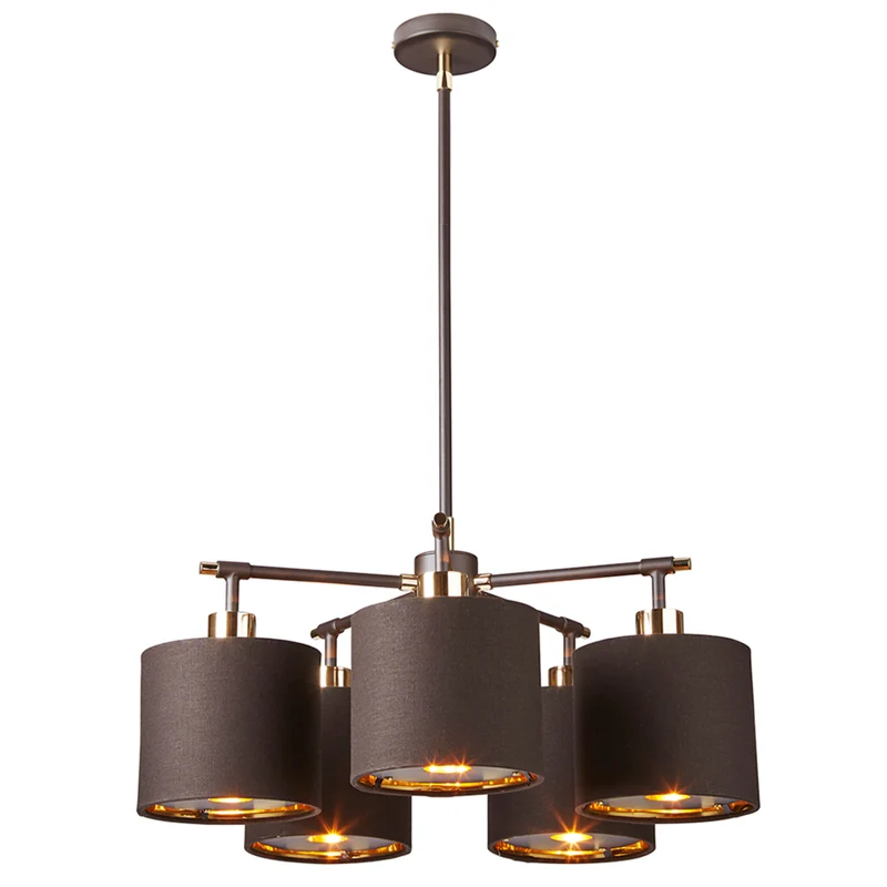 B-Ware Elstead Hängeleuchte Pendelleuchte Balance Deckenlampe E27 Braun-Messing 5-flg