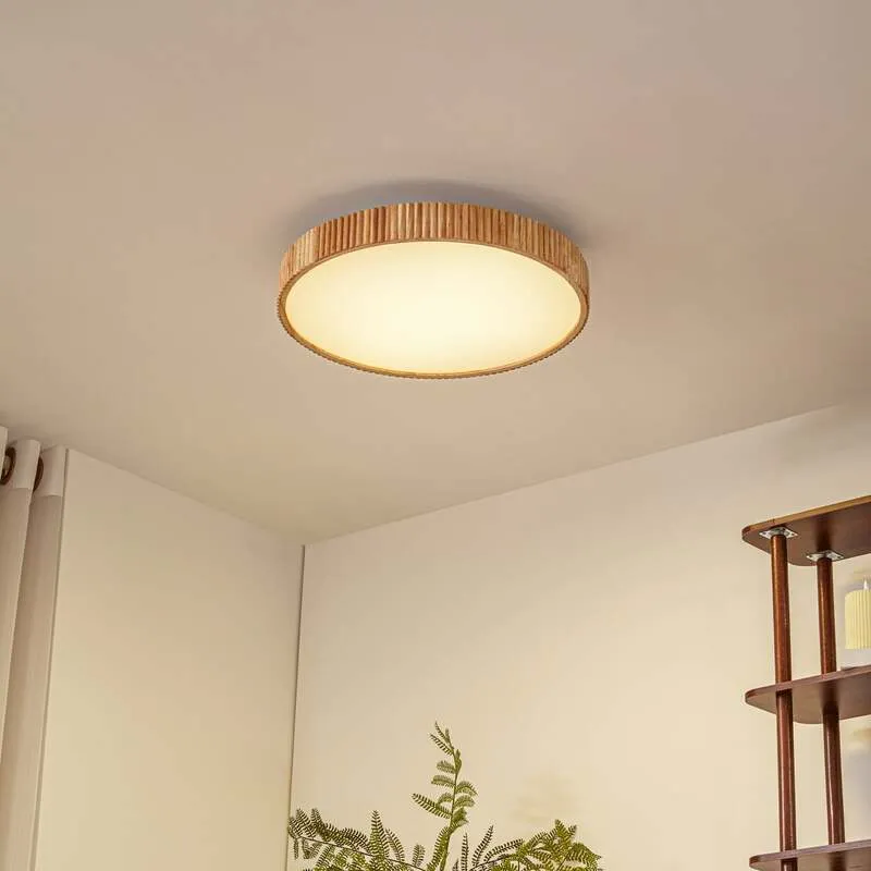 B-Ware Lindby Deckenleuchte Deckenlampe LED Fernbedienung weiß Holz Wohnbereich dimm280