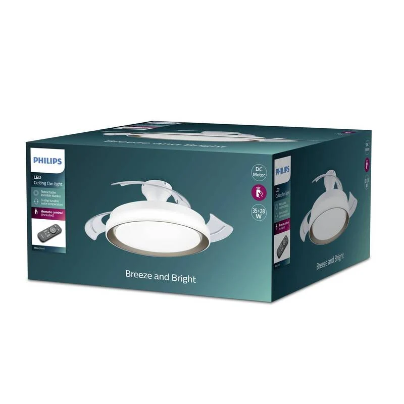 B-Ware Philips Amigo Deckenventilator 28W/35W Gold mit Beleuchtung und Timer