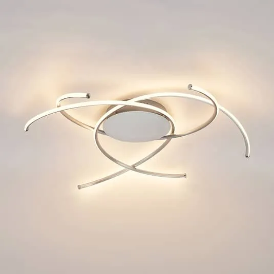 B-Ware Lindby Deckenleuchte Decklampe LED Yareli silbergrau Eisen Aluminium Plastik