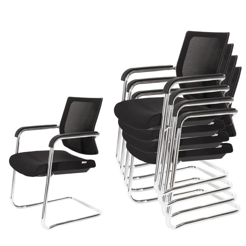 B-Ware hjh OFFICE Freischwinger Stuhl Besucherstuhl Schwarz Konferenzstuhl Netzstoff