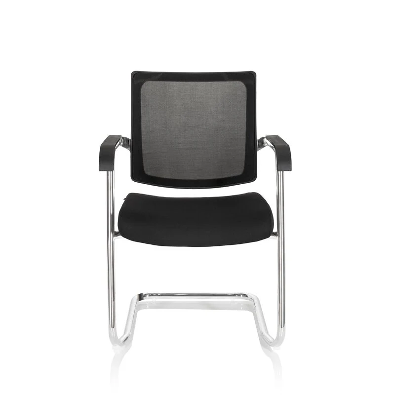 B-Ware hjh OFFICE Freischwinger Stuhl Besucherstuhl Schwarz Konferenzstuhl Netzstoff901