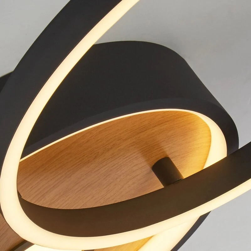 B-Ware Searchlight Deckenleuchte Deckenlampe LED Curio Holzoptik schwarz Silikon Stahl