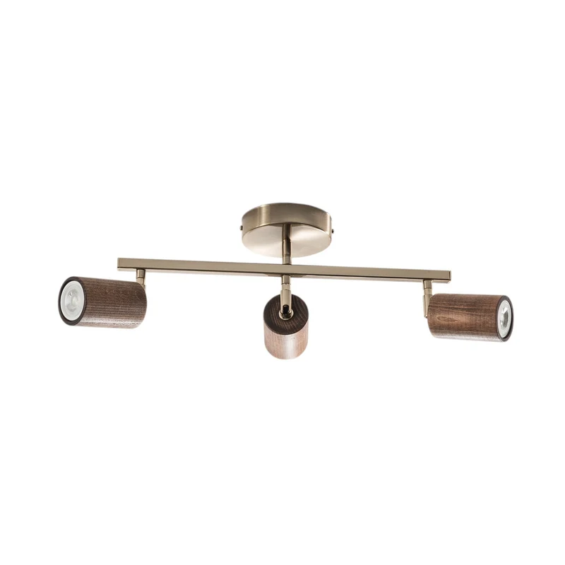 B-Ware Lucea Legno Deckenspot Leuchte Spot Deckenleuchte 3-flammig braun messing Holz