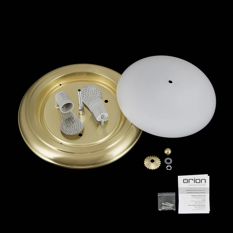 B-Ware ORION Deckenleuchte Lampe Empire Deckenlampe messing Glas weiß matt Ø 35,5 cm