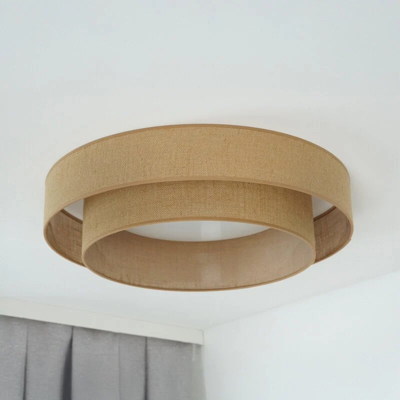 B-Ware LED Deckenleuchte Lampe Luneta Textil braun Jute Fernbedienung dimmbar 60 cm