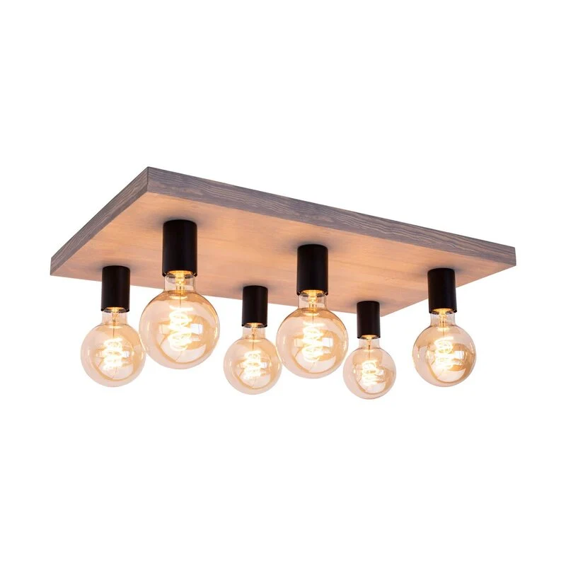 B-Ware Envostar Lobo Deckenlampe Leuchte Deckenbeleuchtung 6-flammig Kiefer grau LED