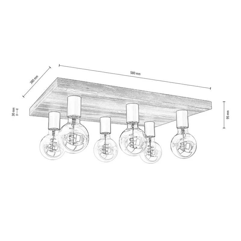 B-Ware Envostar Lobo Deckenlampe Leuchte Deckenbeleuchtung 6-flammig Kiefer grau LED