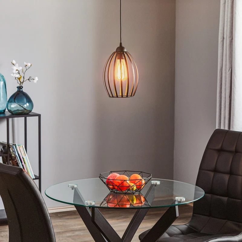 B-Ware HELAM Dali Hängeleuchte Pendelleuchte Lampe einflammig Schwarz Eisen E27 Leuchte