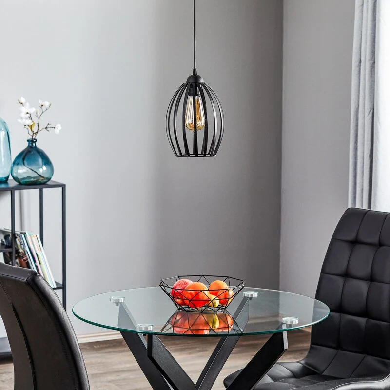 B-Ware HELAM Dali Hängeleuchte Pendelleuchte Lampe einflammig Schwarz Eisen E27 Leuchte
