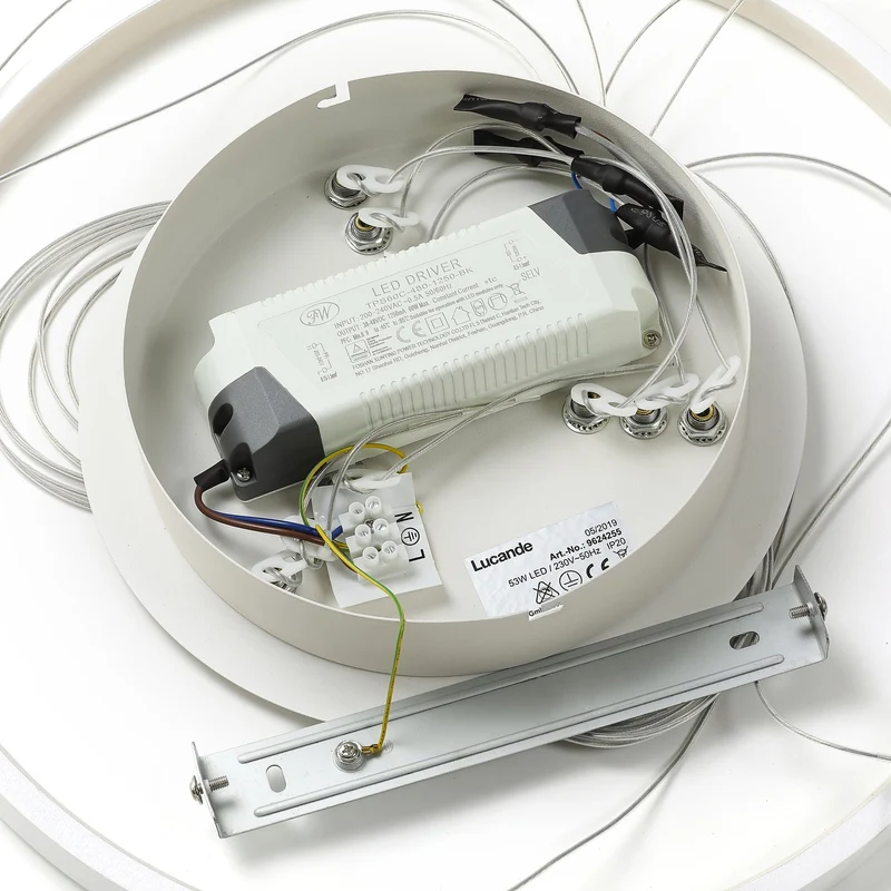 B-Ware Lucande Pendelleuchte Pendellampe LED Ezana weiß Metall Inneneinrichtung dimm920