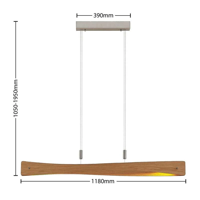 B-Ware Lindby Pendelleuchte Hängeleuchte LED Holz Eiche Nickel matt dimmbar Wohnbere292