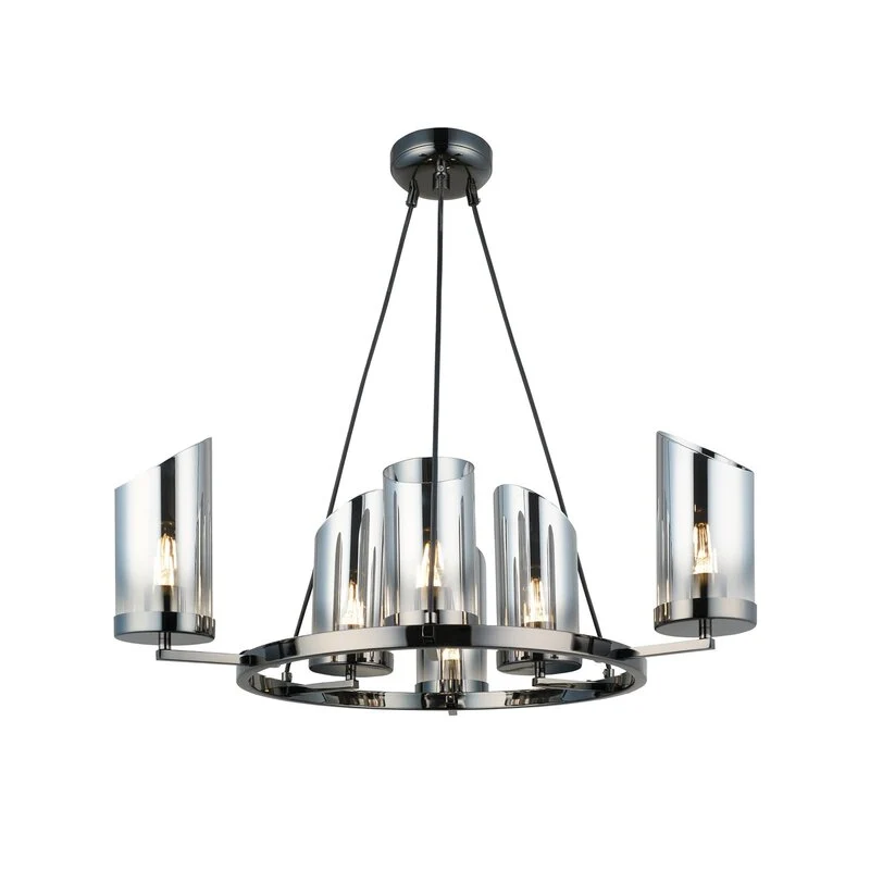 B-Ware Lucea Kronleuchter Padrela schwarz chrom 68 cm 6-flammig E27 LED SIEHE TEXT/FOTO