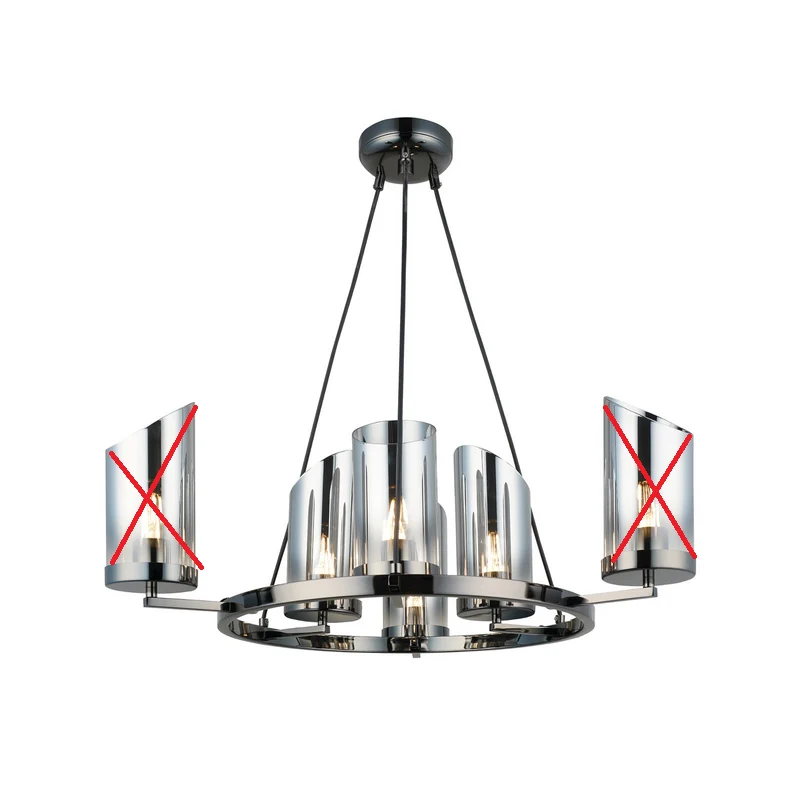 B-Ware Lucea Kronleuchter Padrela schwarz chrom 68 cm 6-flammig E27 LED SIEHE TEXT/FOTO