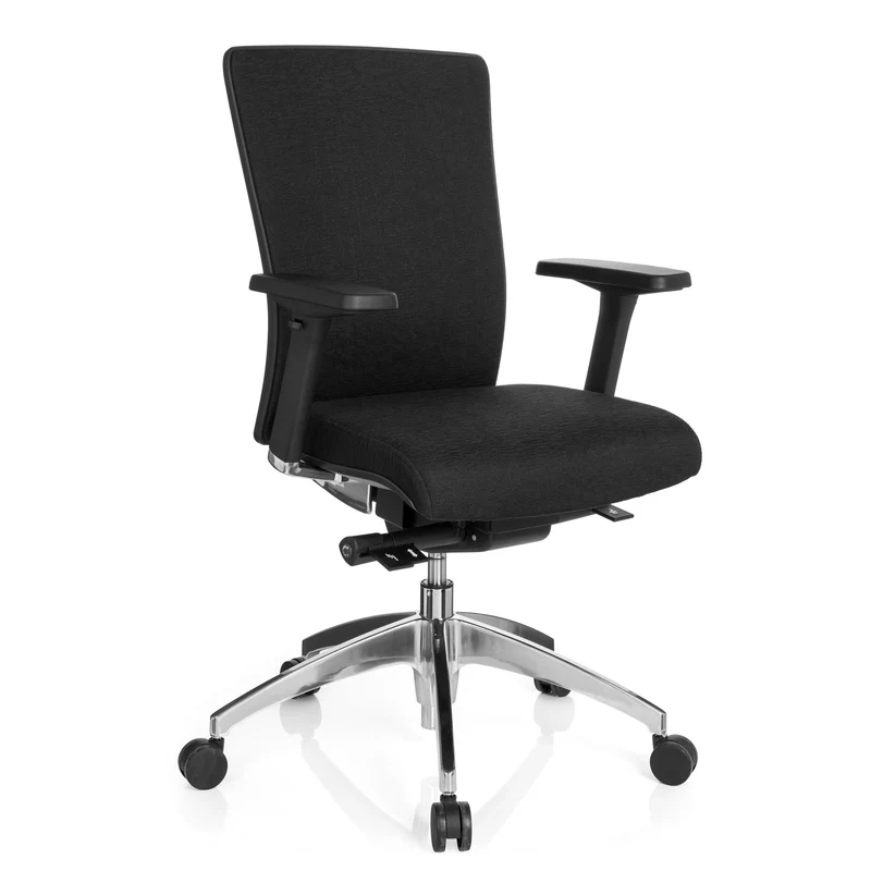 B-Ware hjh OFFICE Bürostuhl Chefsessel Drehstuhl Stoff schwarz Armlehne Lendenstütze