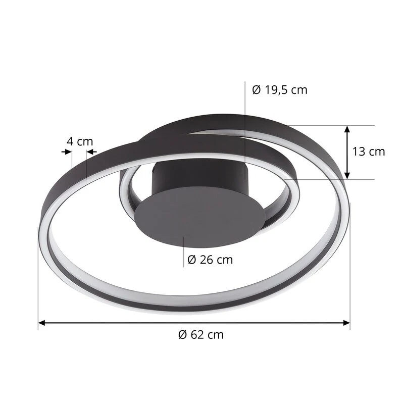 B-Ware Lindby Deckenleuchte Deckenlampe LED Erlinik Schritt dimmbar schwarz