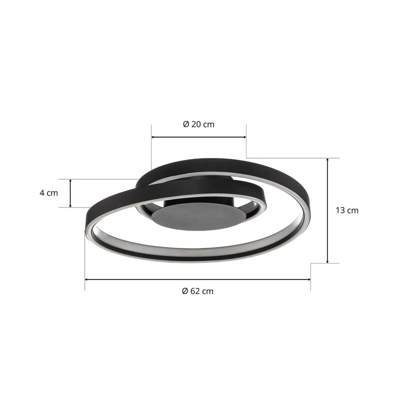 B-Ware Lindby Deckenleuchte Deckenlampe LED Erlinik Schritt dimmbar schwarz