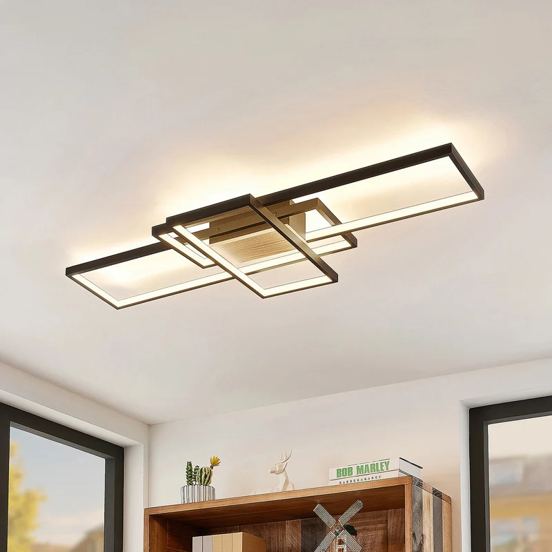 B-Ware Deckenleuchte Lampe Lindby LED schwarz matt dimmbar Aluminium Silikon warmw455