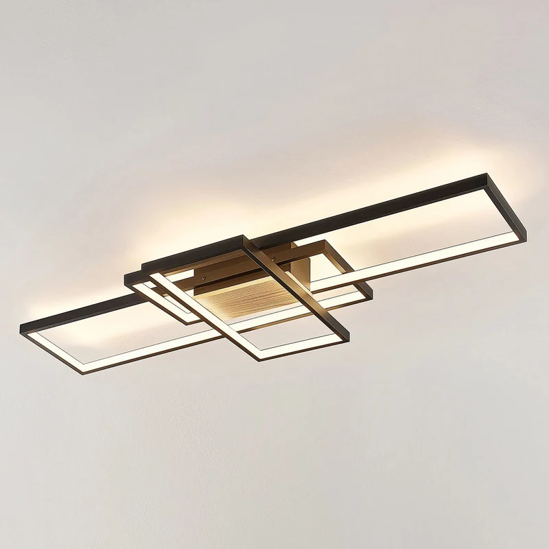 B-Ware Deckenleuchte Lampe Lindby LED schwarz matt dimmbar Aluminium Silikon warmw455