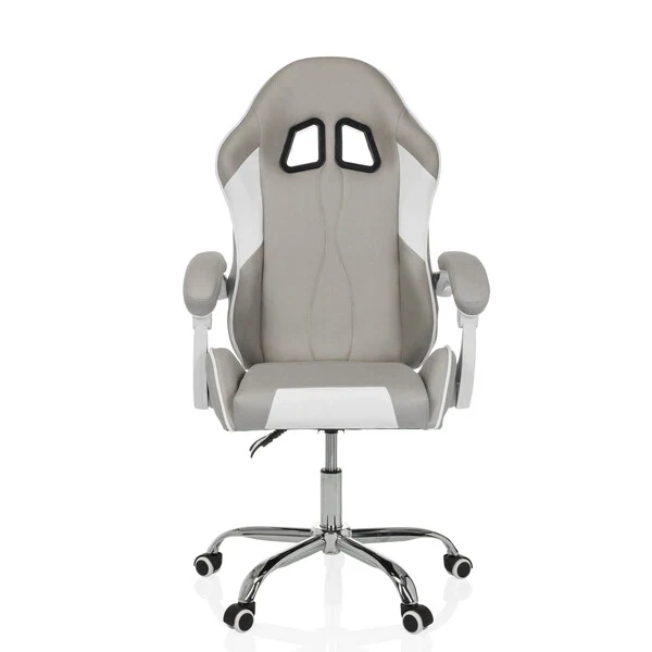 B-Ware MyBuero Gaming Stuhl Bürostuhl GAMEBREAKER W03 Stoff grau weiß ergonomisch