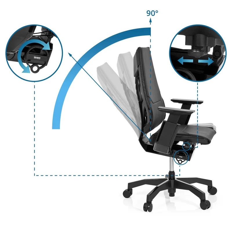 B-Ware hjh OFFICE Bürostuhl Drehstuhl Stuhl GENIDIA BLACK Leder schwarz Lordosenstüt175