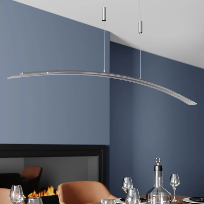 Lindby Pendelleuchte Hängeleuchte LED Manon Glas Metall höhenverstellbar grau