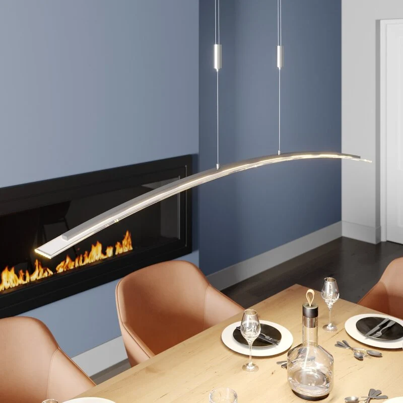 Lindby Pendelleuchte Hängeleuchte LED Manon Glas Metall höhenverstellbar grau