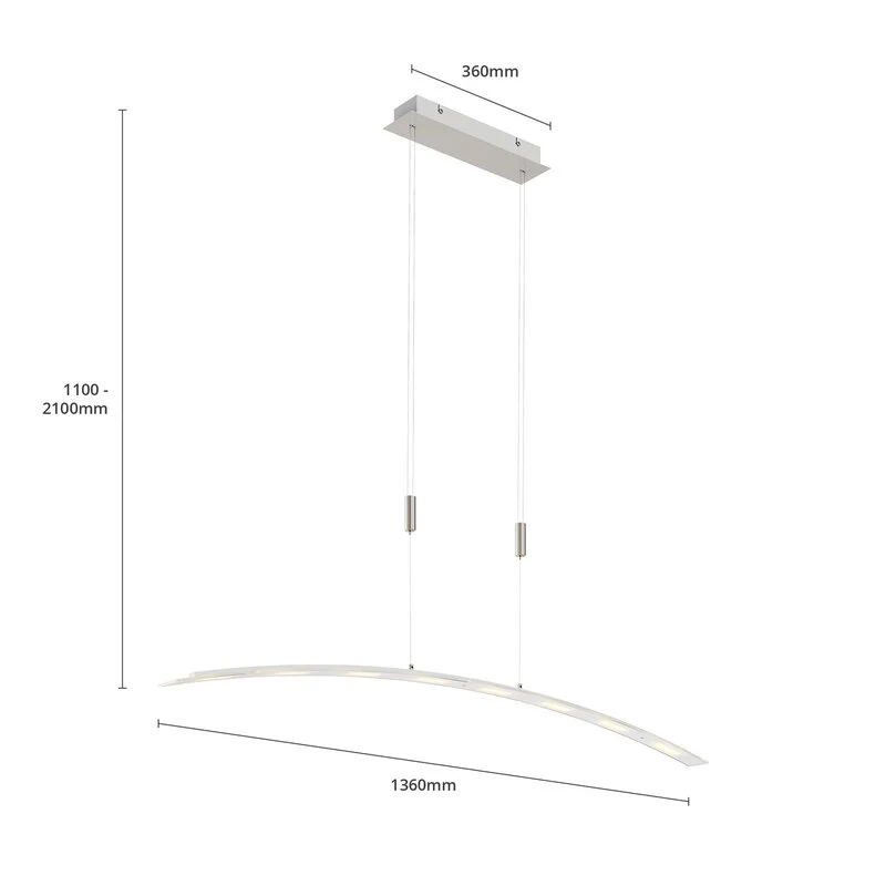 Lindby Pendelleuchte Hängeleuchte LED Manon Glas Metall höhenverstellbar grau