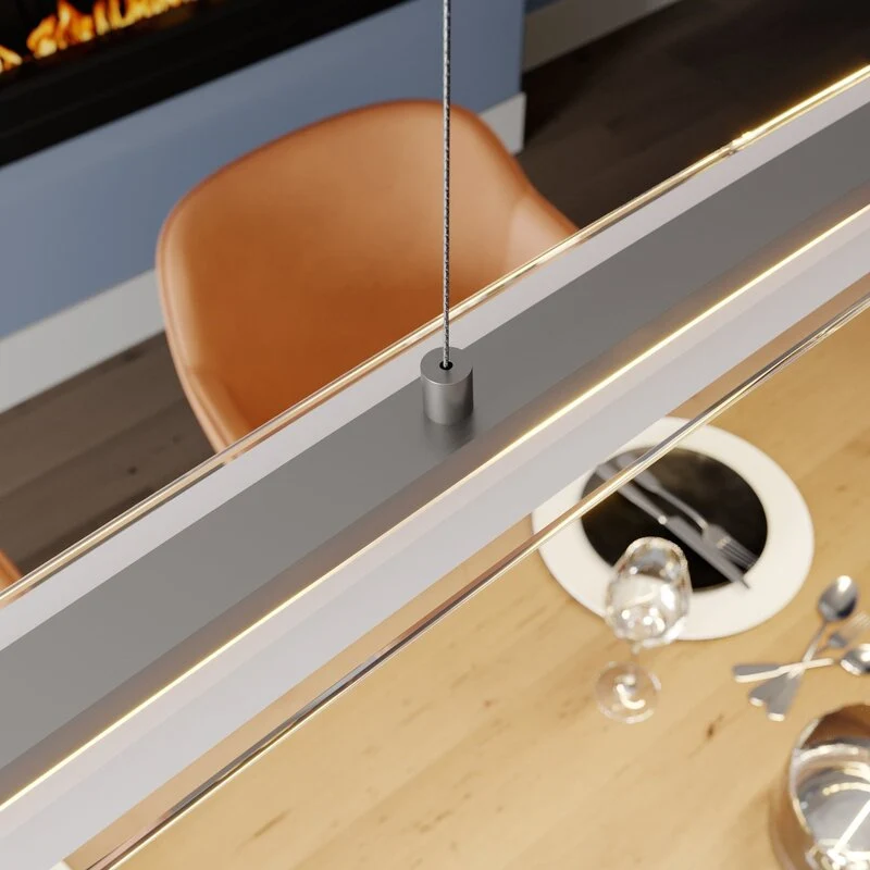 Lindby Pendelleuchte Hängeleuchte LED Manon Glas Metall höhenverstellbar grau