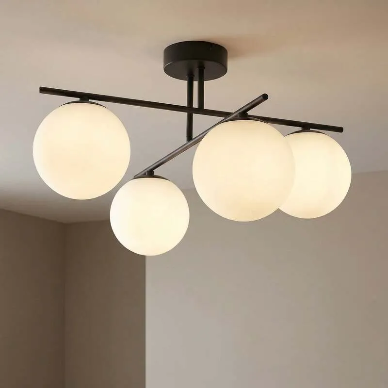 B-Ware Aurora Deckenleuchte Lampe schwarz Glas Ø 50 cm 4 flammig E14 SIEHE TEXT/FOTO