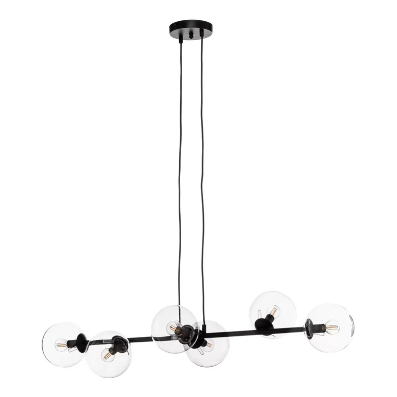 B-Ware EMIBIG LIGHTING Hängeleuchte Glassy Hängelampe 6-flammig schwarz klar Glas 110cm