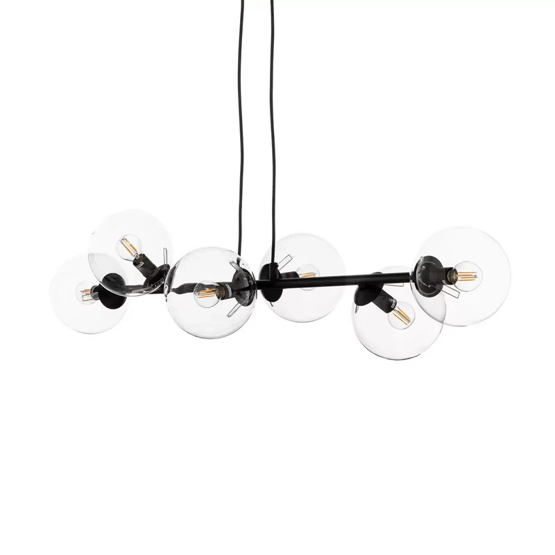 B-Ware EMIBIG LIGHTING Hängeleuchte Glassy Hängelampe 6-flammig schwarz klar Glas 110cm